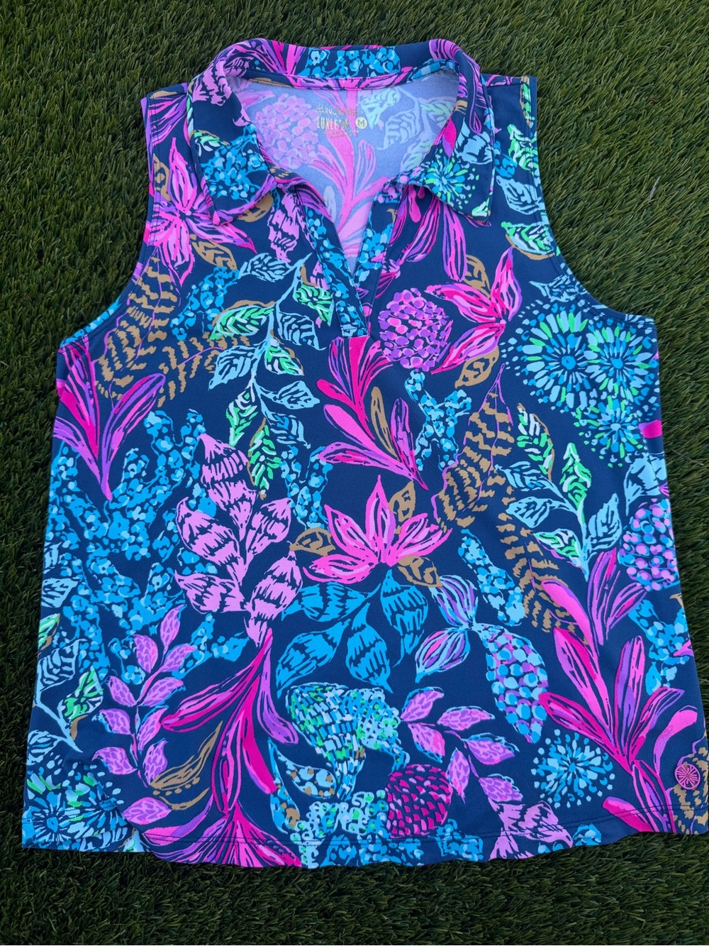 Lilly Pulitzer Alister Calypso Sleeveless Floral Polo Golf Tank Top
